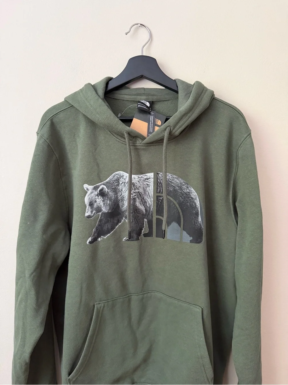 NWT The North Face Men's Bear Graphic Pullover Hoodie Green Large